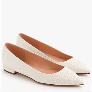 J Crew Snakeskin White Leather Flats